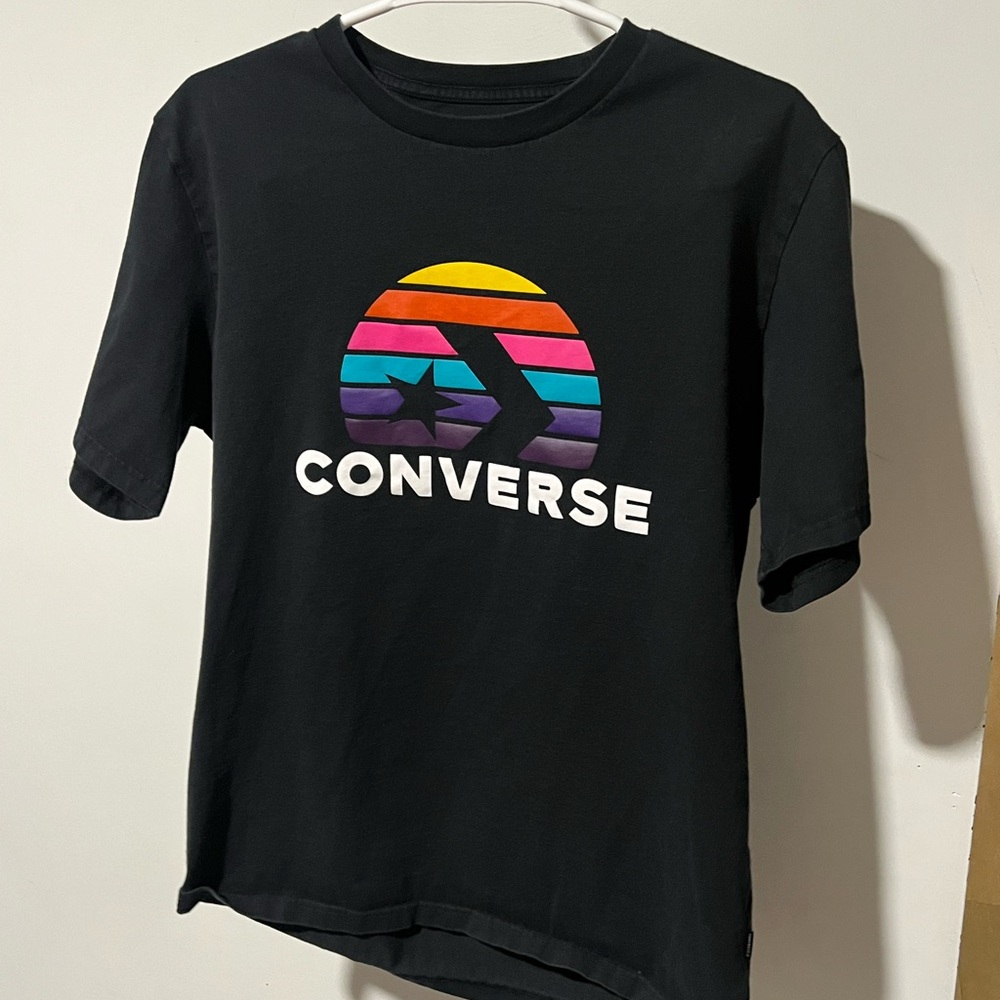 Converse Black Tee with Rainbow Graphic